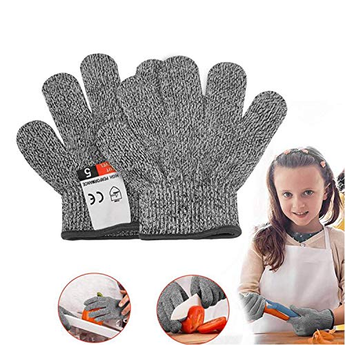 Yrlehoo Guantes Anticorte para Niños, Guantes Resistentes a Los Cortes Nivel 5 Seguridad para Cocina Trabajo y Jardín, 1 Par Seguridad Proteccion Guante, Aptos para Uso alimentario (XXS (5-8 años))