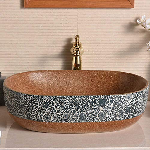 YRRA Lavabo sobre Encimera, Servicio Fregadero Lavabo Sanitario Cuarto De Baño Servicio Fregadero Lavabos Que Se Adapten Facil De Limpiar, 590X410x145mm