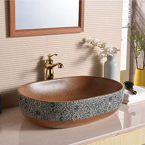 YRRA Lavabo sobre Encimera, Servicio Fregadero Lavabo Sanitario Cuarto De Baño Servicio Fregadero Lavabos Que Se Adapten Facil De Limpiar, 590X410x145mm