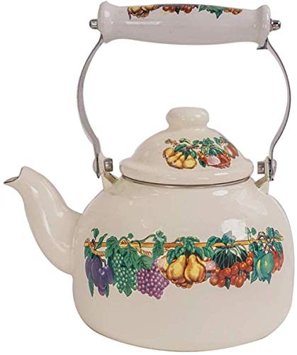Yruog tetera Tetera de cerámica Tetera de esmalte Tetera de esmalte retro para estufa eléctrica Tetera con mango antideslizante Mango anti-caliente Preparación de té Café y agua caliente Cafetera