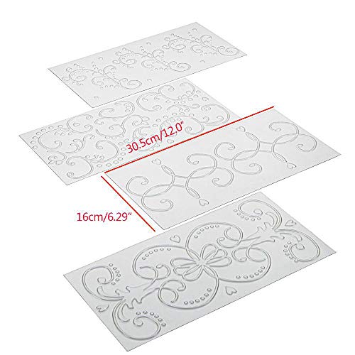 ysister 8 Piezas Molde Silicona, moldes de Silicona rectangulares Pastel de Galletas Decoración gomosa para decoración de Pasteles Efecto de Encaje 3D Fondant Patrón clásico, Patrón de Encaje