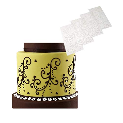 ysister 8 Piezas Molde Silicona, moldes de Silicona rectangulares Pastel de Galletas Decoración gomosa para decoración de Pasteles Efecto de Encaje 3D Fondant Patrón clásico, Patrón de Encaje