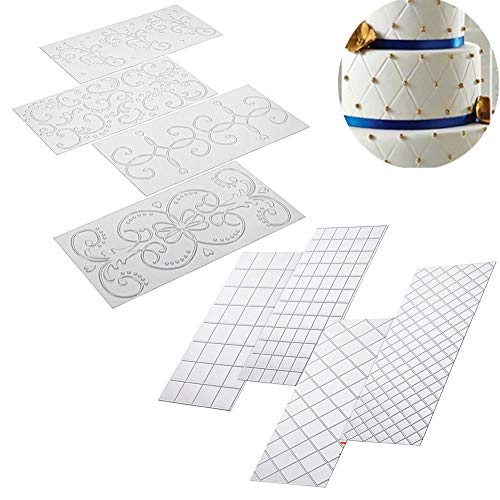 ysister 8 Piezas Molde Silicona, moldes de Silicona rectangulares Pastel de Galletas Decoración gomosa para decoración de Pasteles Efecto de Encaje 3D Fondant Patrón clásico, Patrón de Encaje