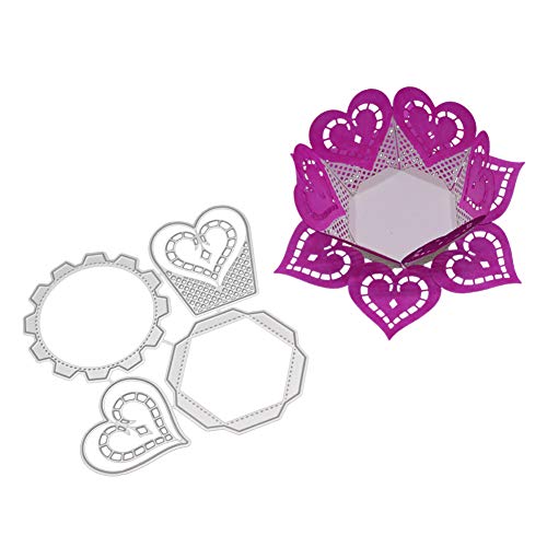 YSoutstripdu - Troqueles de Corte con Forma de corazón, Caja de Caramelos de Metal para Manualidades, álbumes de Recortes, Tarjetas y Plantillas de Regalo, Color Plateado