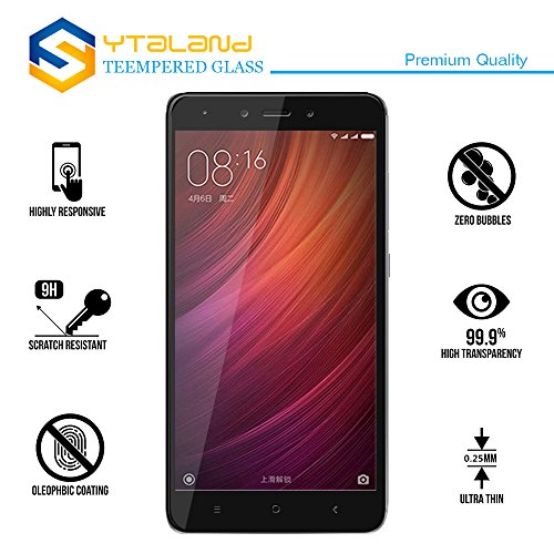 Ytaland - Protector de pantalla de cristal templado para Xiaomi Redmi Note 4 X (3 G/32 G) de 5,5 pulgadas, protector de pantalla para Xiaomi Redmi Note 4 Global Version (negro)