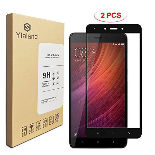 Ytaland - Protector de pantalla de cristal templado para Xiaomi Redmi Note 4 X (3 G/32 G) de 5,5 pulgadas, protector de pantalla para Xiaomi Redmi Note 4 Global Version (negro)