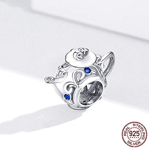 YUANB Cuentas de Metal de tetera hueca calada de Plata de Ley 925 para mujer, abalorio de fabricación de joyas para pulsera, accesorio Bsc274