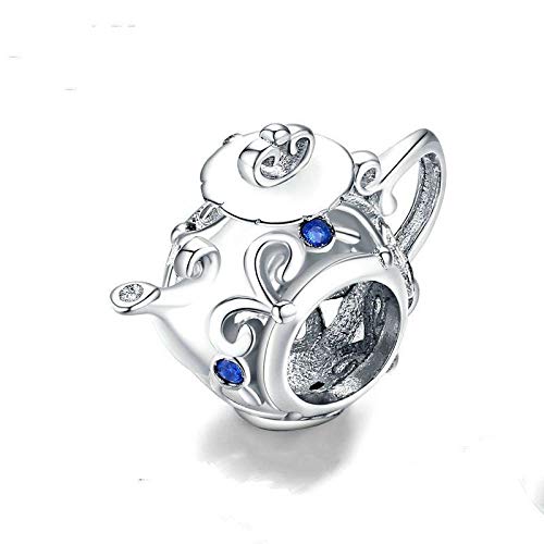 YUANB Cuentas de Metal de tetera hueca calada de Plata de Ley 925 para mujer, abalorio de fabricación de joyas para pulsera, accesorio Bsc274