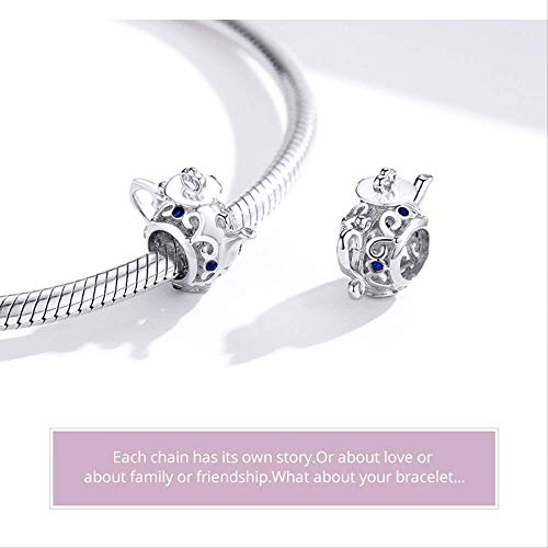 YUANB Cuentas de Metal de tetera hueca calada de Plata de Ley 925 para mujer, abalorio de fabricación de joyas para pulsera, accesorio Bsc274