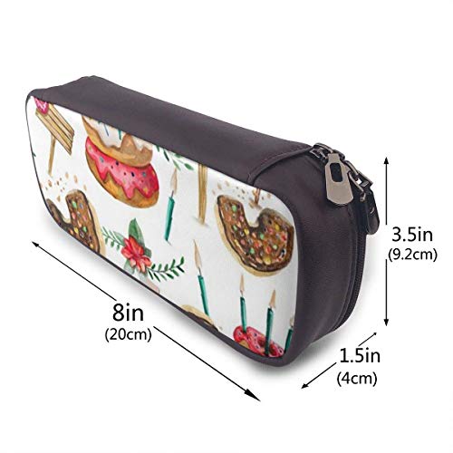 Yuanmeiju Cakes and Donuts PU Leather Estuche School Office Use Cremallera Stationery Organizador