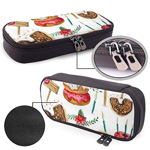 Yuanmeiju Cakes and Donuts PU Leather Estuche School Office Use Cremallera Stationery Organizador