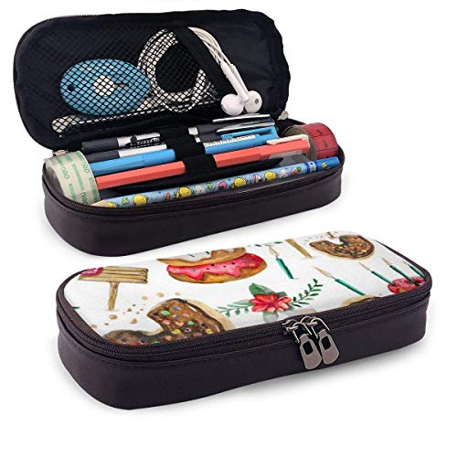 Yuanmeiju Cakes and Donuts PU Leather Estuche School Office Use Cremallera Stationery Organizador