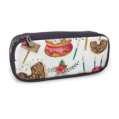 Yuanmeiju Cakes and Donuts PU Leather Estuche School Office Use Cremallera Stationery Organizador