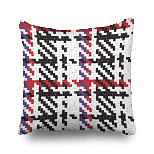 Yuanmeiju Funda de Almohada Throw Pillow Covers Abstract Tartan Plaid Pattern Kilt Highdetail Fiber Home Decor Sofa Bedroom Cushion Cases Square Size 18 x 18 Inches Pillowcase