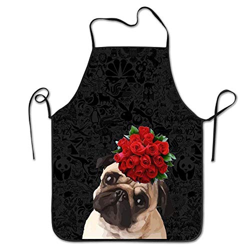 Yuanmeiju Modo Design Funny Dabbing Yoga Life Keep Calm Love Pugs Adjustable Bib Chef Delantal