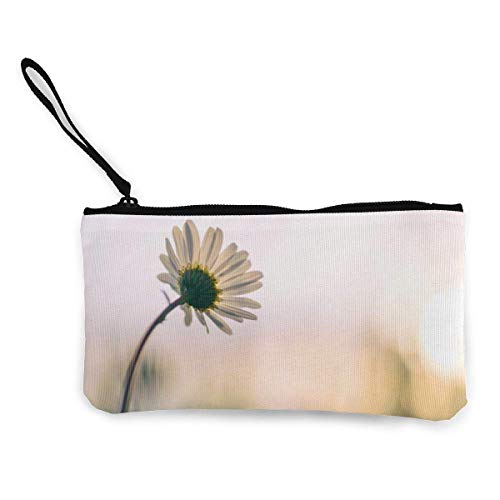 Yuanmeiju Una Cartera de Lona con Margaritas Blancas. Exquisitos monederos. El Monedero de Lona pequeño se Utiliza para Guardar Monedas, Documentos de Identidad y Otros.