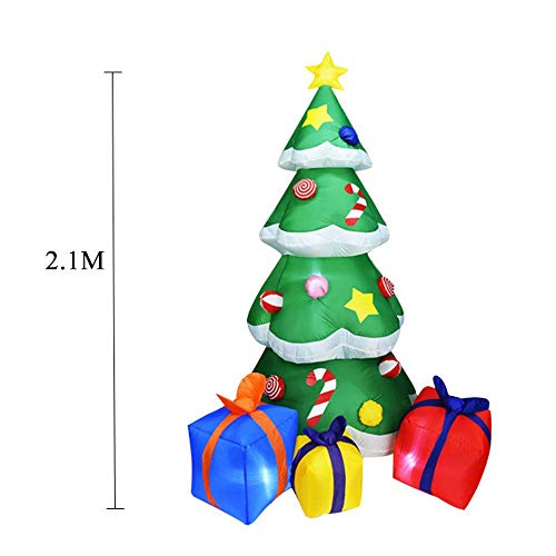 YUASIA 7 Pies LED Se Iluminan Árbol De Navidad Gigante Inflable con 3 Cajas De Regalo para La Decoración De Blow Up Yard, Bajo Techo En Exteriores Jardín Jardín Decoración Navideña