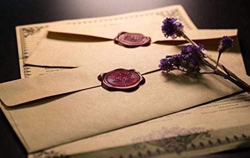 Yuccer Sello de Lacre, Vintage Sellos de Cera Palo de Lacre Stamp Seal Wax kit with Gift Box (B Rose)