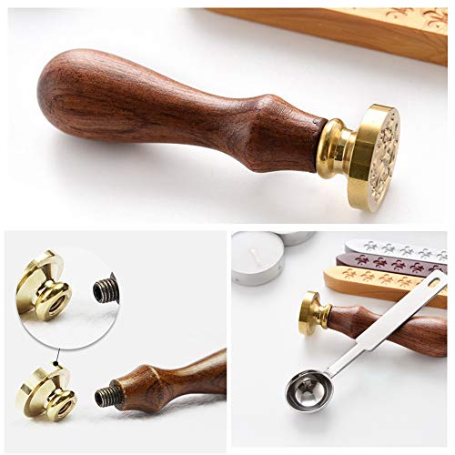 Yuccer Sello de Lacre, Vintage Sellos de Cera Palo de Lacre Stamp Seal Wax kit with Gift Box (B Rose)