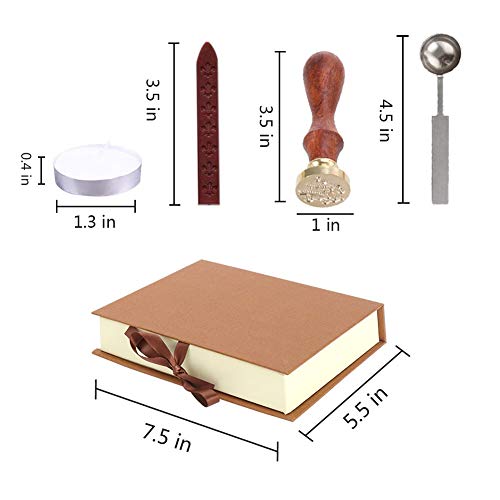 Yuccer Sello de Lacre, Vintage Sellos de Cera Palo de Lacre Stamp Seal Wax kit with Gift Box (B Rose)