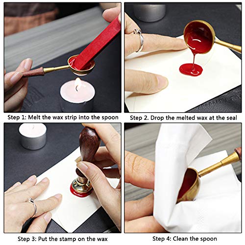 Yuccer Sello de Lacre, Vintage Sellos de Cera Palo de Lacre Stamp Seal Wax kit with Gift Box (B Rose)
