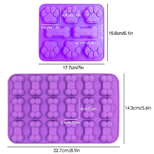 Yucool - Moldes de silicona para cachorros y perros (4 unidades), color azul y morado