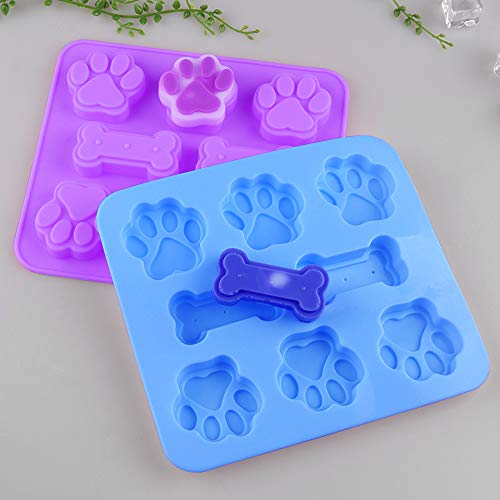 Yucool - Moldes de silicona para cachorros y perros (4 unidades), color azul y morado