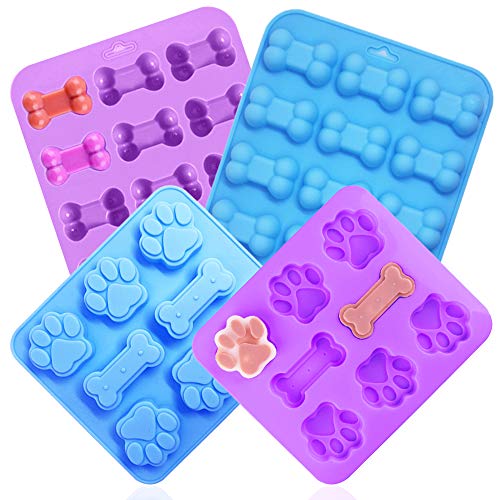 Yucool - Moldes de silicona para cachorros y perros (4 unidades), color azul y morado