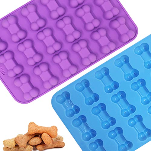Yucool - Moldes de silicona para cachorros y perros (4 unidades), color azul y morado