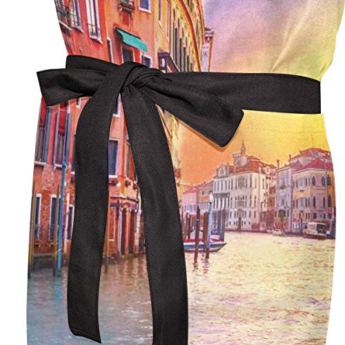 YUDILINSA Delantal Personalizado, nuevos Delantales creativos Delantal de Calidad Profesional,Impresión mágica Italiana del Canal de Venecia