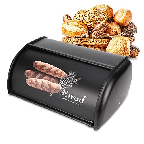 Yuehuam Contenedor de Pan Contenedor de Acero Inoxidable de Gran Capacidad Caja de Pan Galletas Panes Pasteles Organizador de Almacenamiento para Encimera