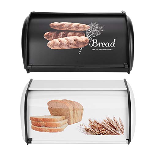 Yuehuam Contenedor de Pan Contenedor de Acero Inoxidable de Gran Capacidad Caja de Pan Galletas Panes Pasteles Organizador de Almacenamiento para Encimera