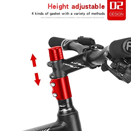Yuelso Montaña de la Bicicleta del Manillar del vástago Tenedor Rise Up extensión del suplemento Head Up Adaptador de Aluminio Stem Stem Bicicleta de Carretera (Color : 124mmBlack)