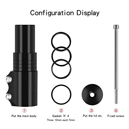 Yuelso Montaña de la Bicicleta del Manillar del vástago Tenedor Rise Up extensión del suplemento Head Up Adaptador de Aluminio Stem Stem Bicicleta de Carretera (Color : 124mmBlack)