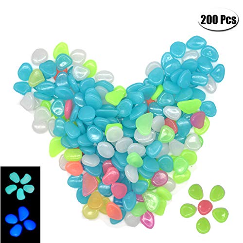 Yueser Piedras Luminosas, 200 Piezas Color Piedras Decorativas Guijarros Piedras Fosforescentes para Calzadas Decoración al Aire Libre Tanque de Peces de Acuario el pote de Las Plantas