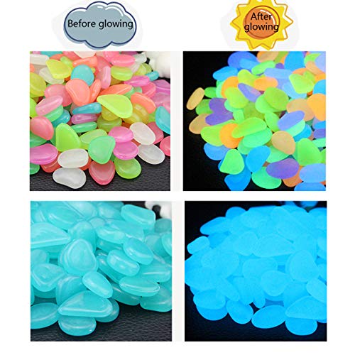 Yueser Piedras Luminosas, 200 Piezas Color Piedras Decorativas Guijarros Piedras Fosforescentes para Calzadas Decoración al Aire Libre Tanque de Peces de Acuario el pote de Las Plantas