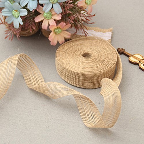 Yulakes - Cinta de arpillera artesanal de yute natural, para decoraciones en fiestas y bodas, 20 metros, anchos a elegir de 1 a 3,8 cm, 1cm