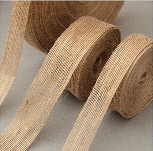 Yulakes - Cinta de arpillera artesanal de yute natural, para decoraciones en fiestas y bodas, 20 metros, anchos a elegir de 1 a 3,8 cm, 1cm