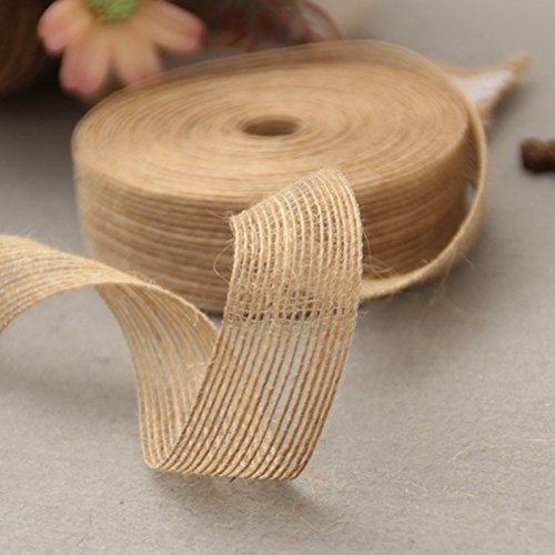 Yulakes - Cinta de arpillera artesanal de yute natural, para decoraciones en fiestas y bodas, 20 metros, anchos a elegir de 1 a 3,8 cm, 1cm