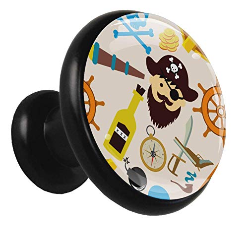 Yumansis Brújula Pirata de Dibujos Animados Perillas de gabinete de Cocina de Metal Negro Tirador de Puerta Muebles Tiradores de Muebles Tiradores de Hardware para Armario, Armario, Oficina 32mm