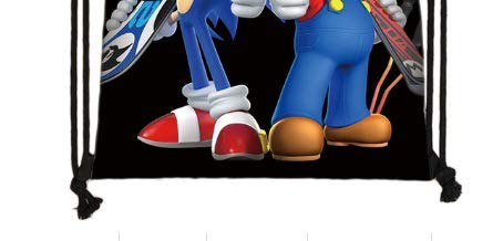 YUNDI Mochila Sonic Juego Mario Sonic Boom Erizos Dibujos Animados Niños Cordón Mochila De Compras Escuela De Viaje Bolsa De Fiesta Regalo 38 * 32cm