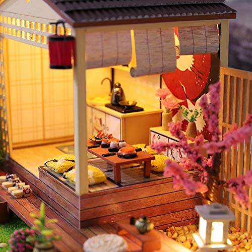 Yunhigh-uk Kit de Modelo de casa en Miniatura de casa de muñecas de Madera Japonesa Juego de Muebles de Cabina de Estilo japonés DIY para Regalo de cumpleaños de San Valentín