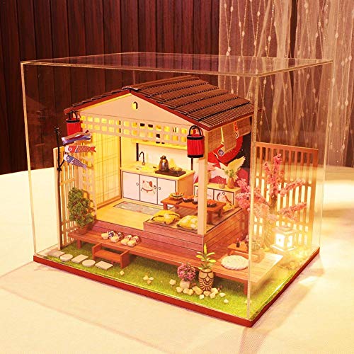 Yunhigh-uk Kit de Modelo de casa en Miniatura de casa de muñecas de Madera Japonesa Juego de Muebles de Cabina de Estilo japonés DIY para Regalo de cumpleaños de San Valentín