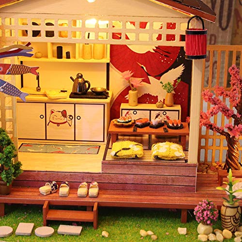 Yunhigh-uk Kit de Modelo de casa en Miniatura de casa de muñecas de Madera Japonesa Juego de Muebles de Cabina de Estilo japonés DIY para Regalo de cumpleaños de San Valentín