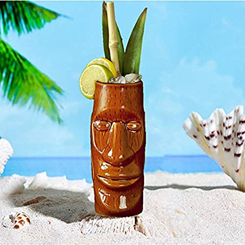 Yunhigh-uk Tiki Mug Ceramic 450ml, Copas de cóctel Tiki Glasses para Bebidas, Tiki Bar Accessories, Hawaiian Party Decoration 1pc (# 2)