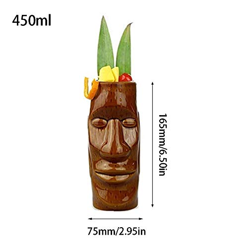 Yunhigh-uk Tiki Mug Ceramic 450ml, Copas de cóctel Tiki Glasses para Bebidas, Tiki Bar Accessories, Hawaiian Party Decoration 1pc (# 2)