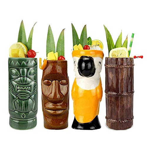 Yunhigh-uk Tiki Mug Ceramic 450ml, Copas de cóctel Tiki Glasses para Bebidas, Tiki Bar Accessories, Hawaiian Party Decoration 1pc (# 2)