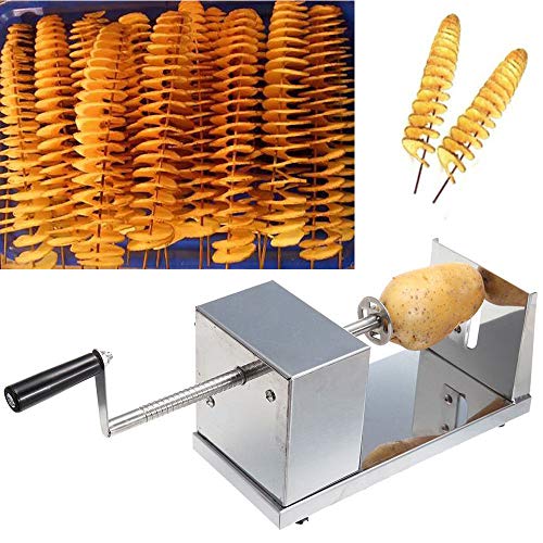 YUNRUX - Cortador de patatas en espiral, para verduras, patatas, verduras, verduras, verduras, con manivela y pies de goma antideslizantes para frutas y patatas, patatas tornadas, pepinos o zanahorias