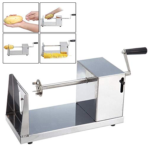 YUNRUX - Cortador de patatas en espiral, para verduras, patatas, verduras, verduras, verduras, con manivela y pies de goma antideslizantes para frutas y patatas, patatas tornadas, pepinos o zanahorias