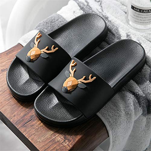 Yuqianqian Sandalias de baño Antideslizantes para Mujer Ducha Sandalia de Las Mujeres Diapositivas de Grupo no Slip Calzado Zapatillas Baño del Dormitorio (Color : Black, Size : 37-38)